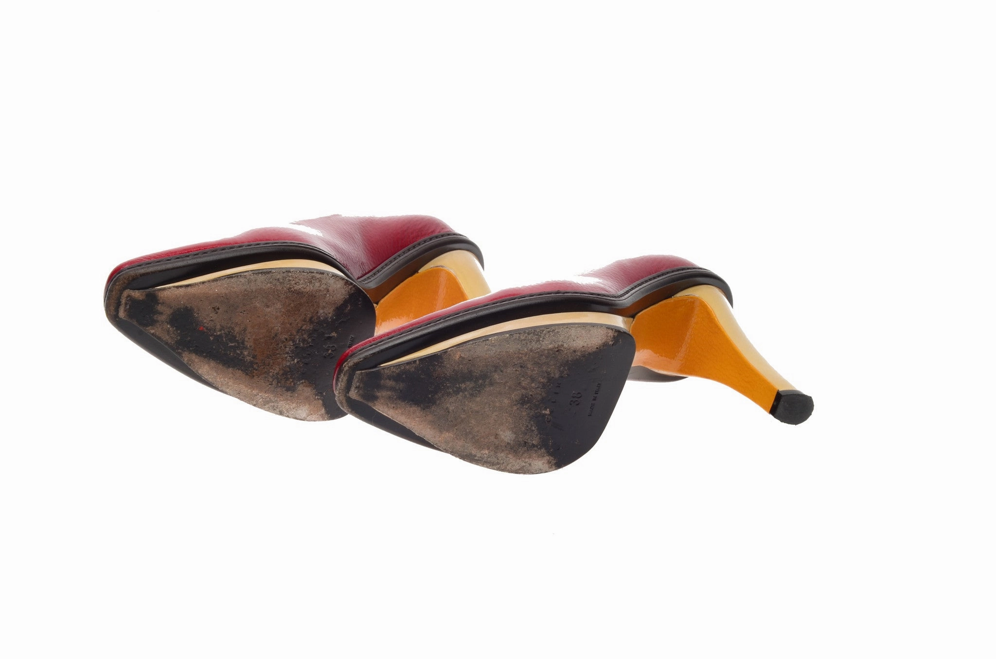 Celine - Red Patent Leather Heels with Beige Platform  - IT 38 High Heel Pantyhose