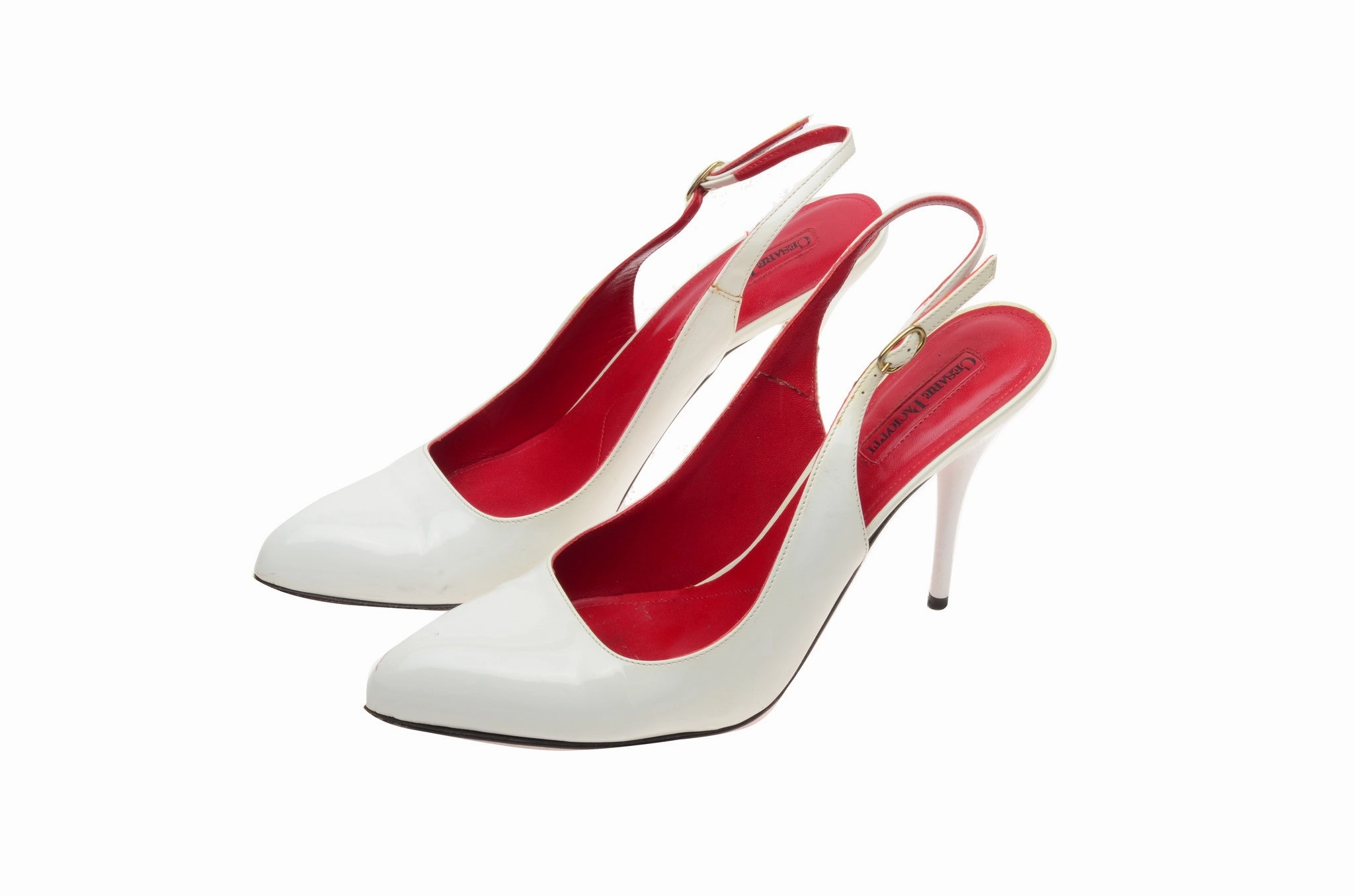 Dress Boots Cesare Paciotti - White Sling Back Heels - IT 38 1/2