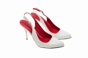 Cesare Paciotti - White Sling Back Heels - IT 38 1/2 High Heels With Soles