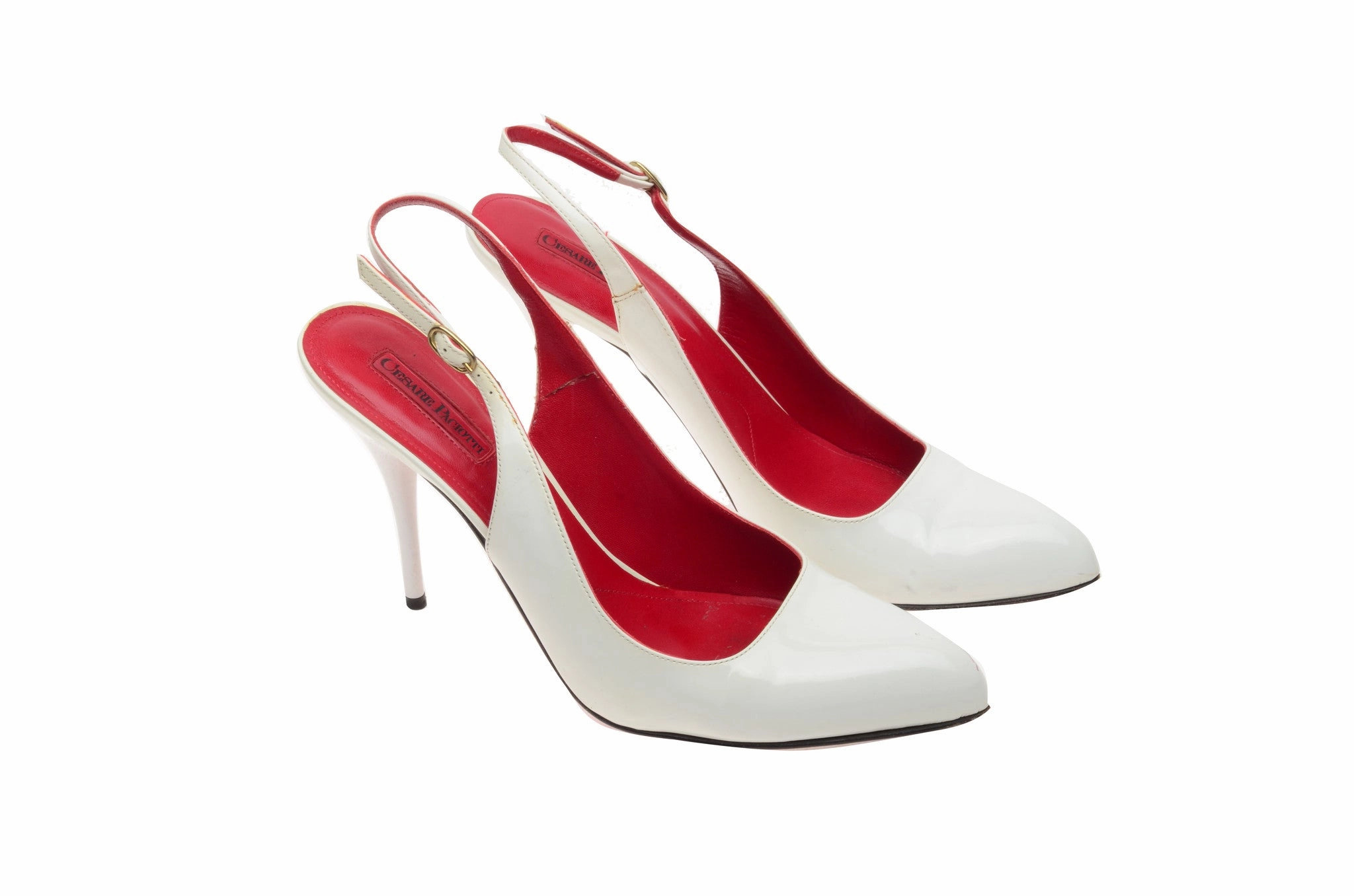 High Heels Big Feet Cesare Paciotti - White Sling Back Heels - IT 38 1/2