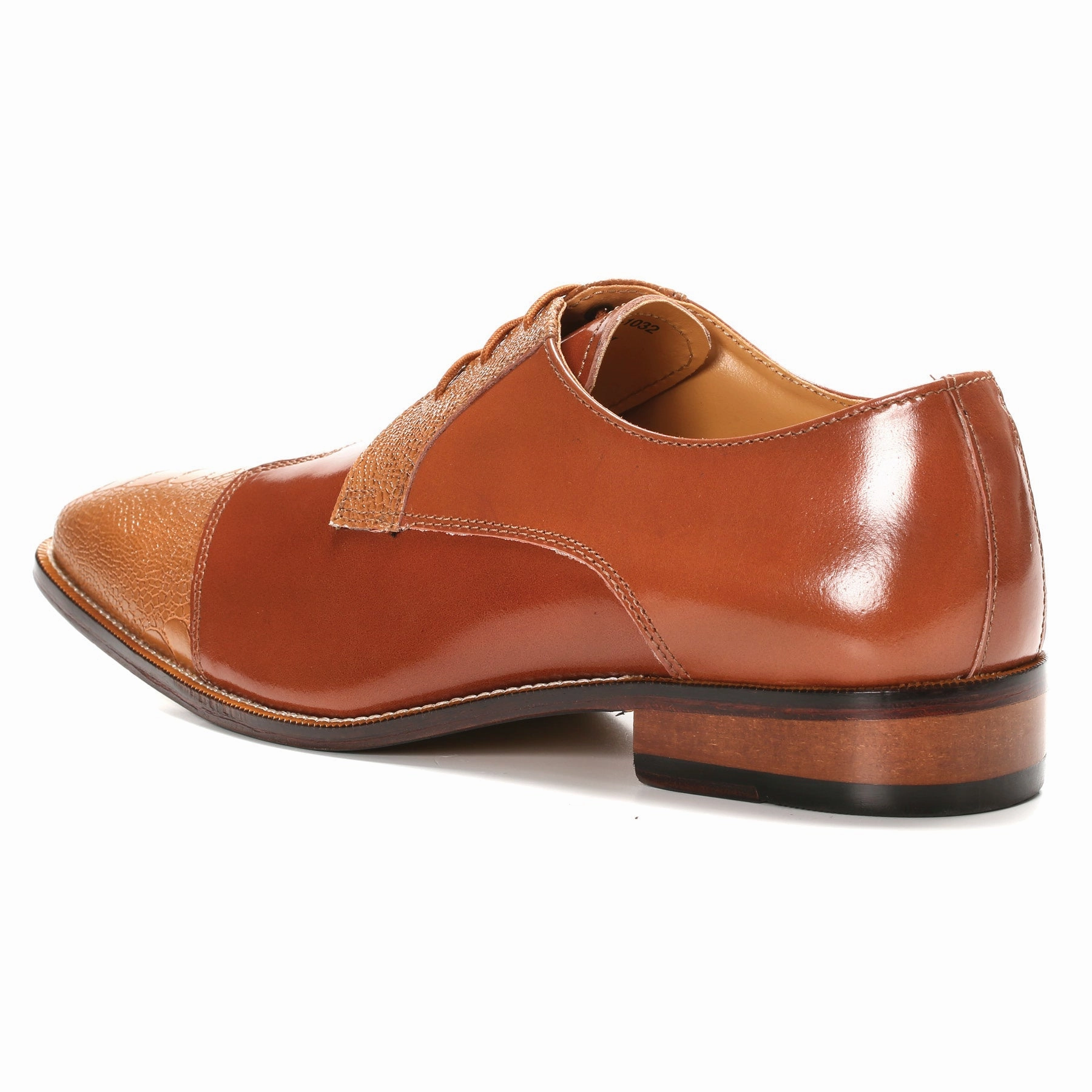 Charlie Leather Derby Style Men's Dress Shoes - Tan and Black Color Lisbon Derby Shoes