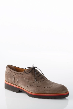 David August Suede Wingtip Brogues in Peltro Fred Brogue Boots