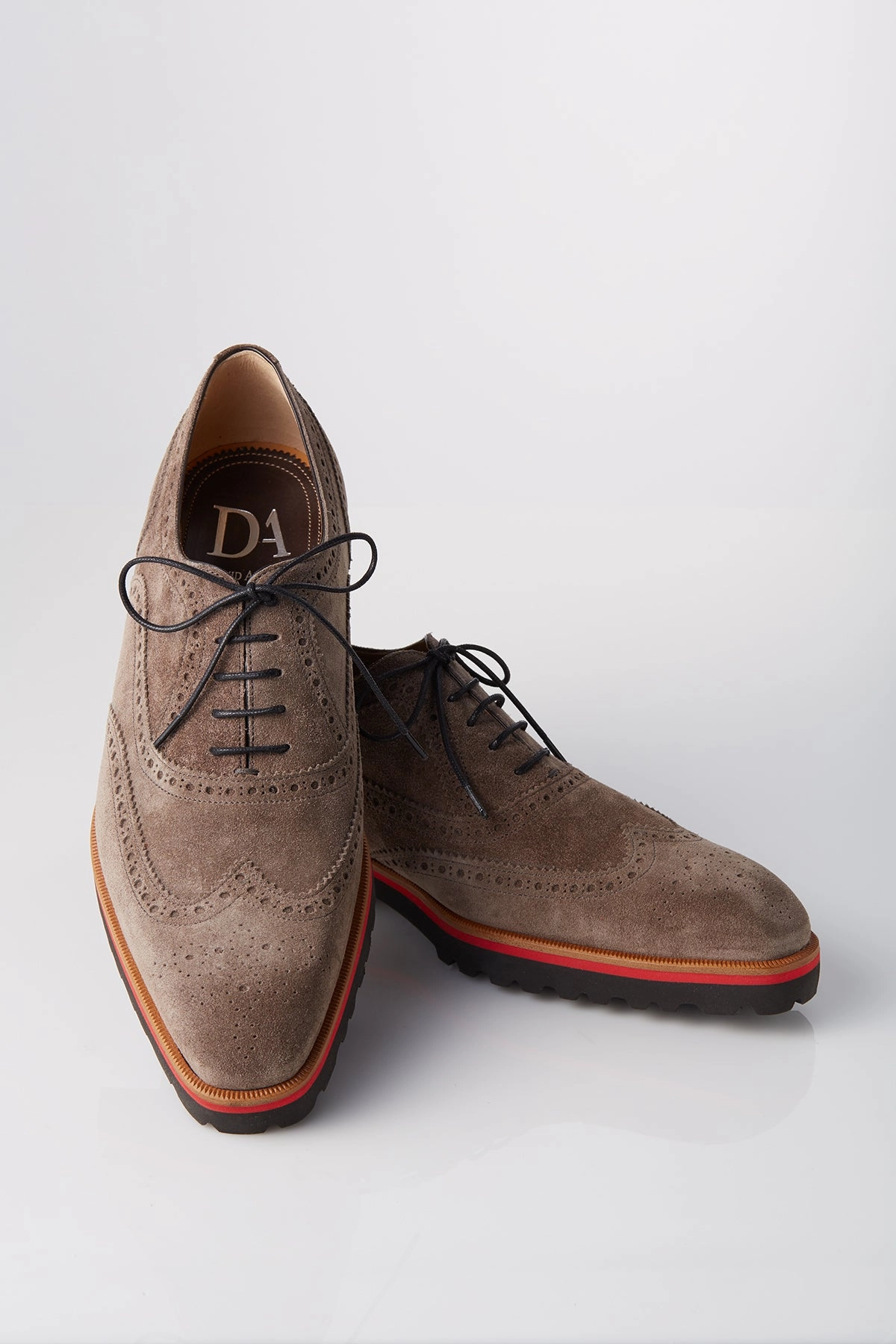 David August Suede Wingtip Brogues in Peltro Sherbrooke Brogue Oxford