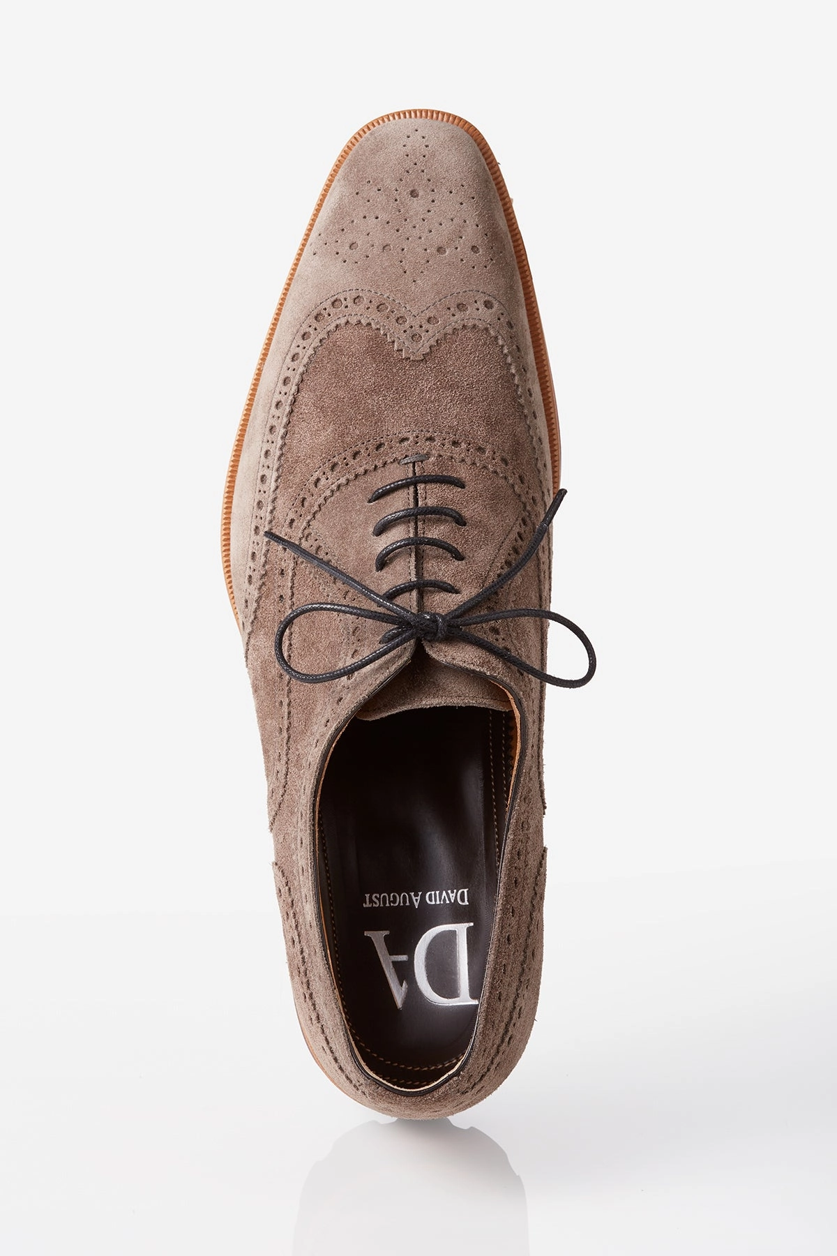 London Brogues Footwear David August Suede Wingtip Brogues in Peltro