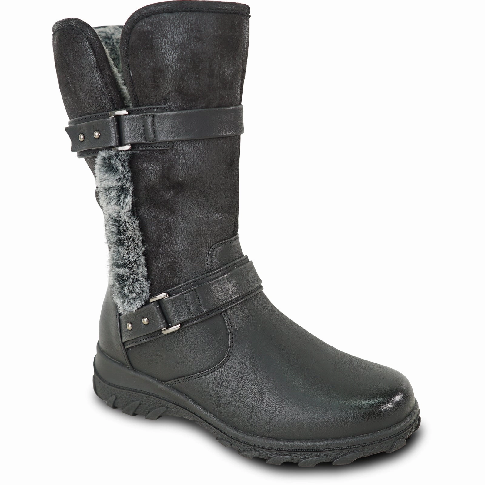 VANGELO Waterproof Women Boot HF3595 Mid-Calf Winter Fur Casual Boot BLACK Irish Setter Boots