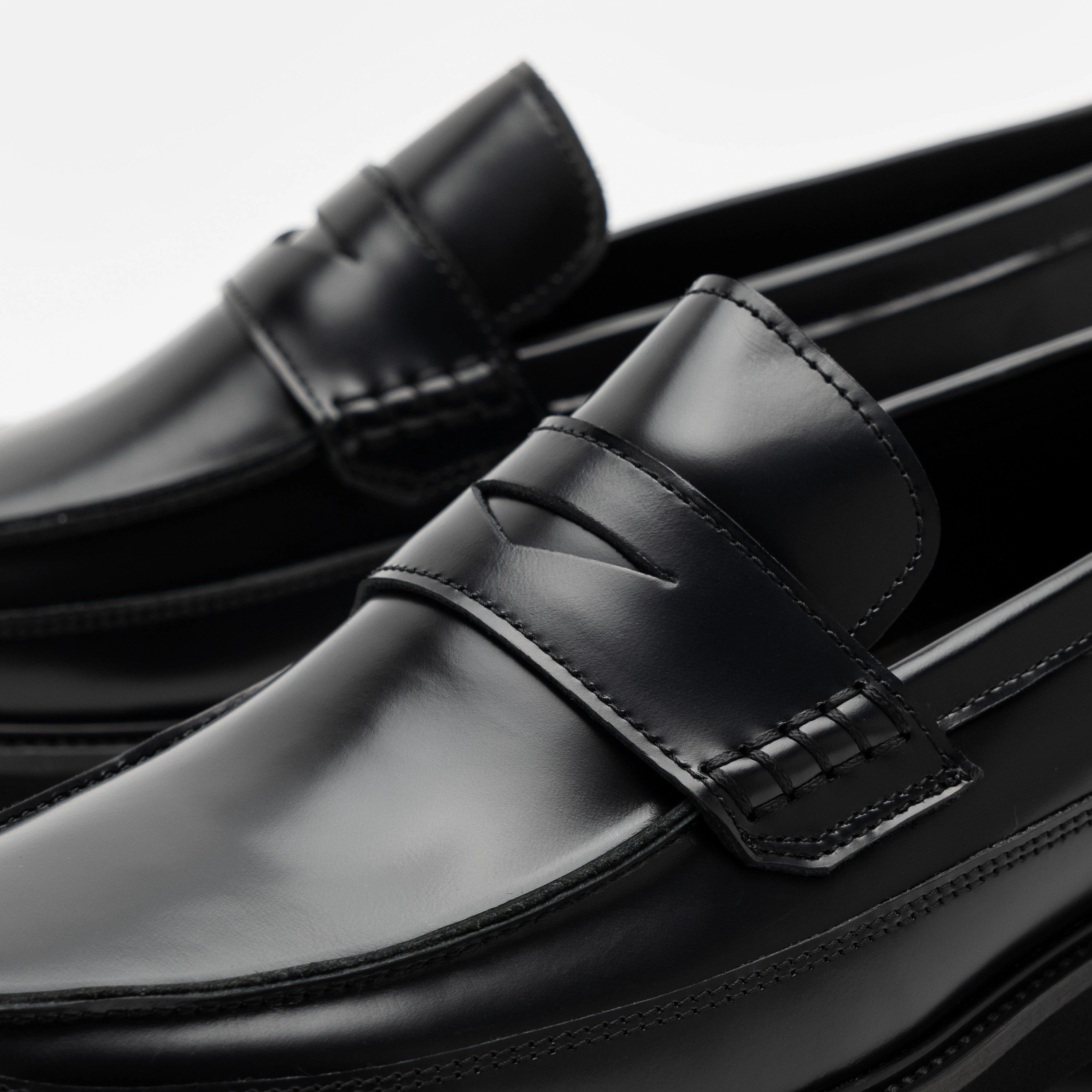 Tassel Loafers Alden Adler Black Leather Lug Penny Loafers