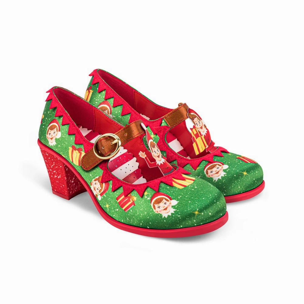 Pointed Toe High Heel Boots Chocolaticas ELF Mid Heel Women's Mary Jane Pump