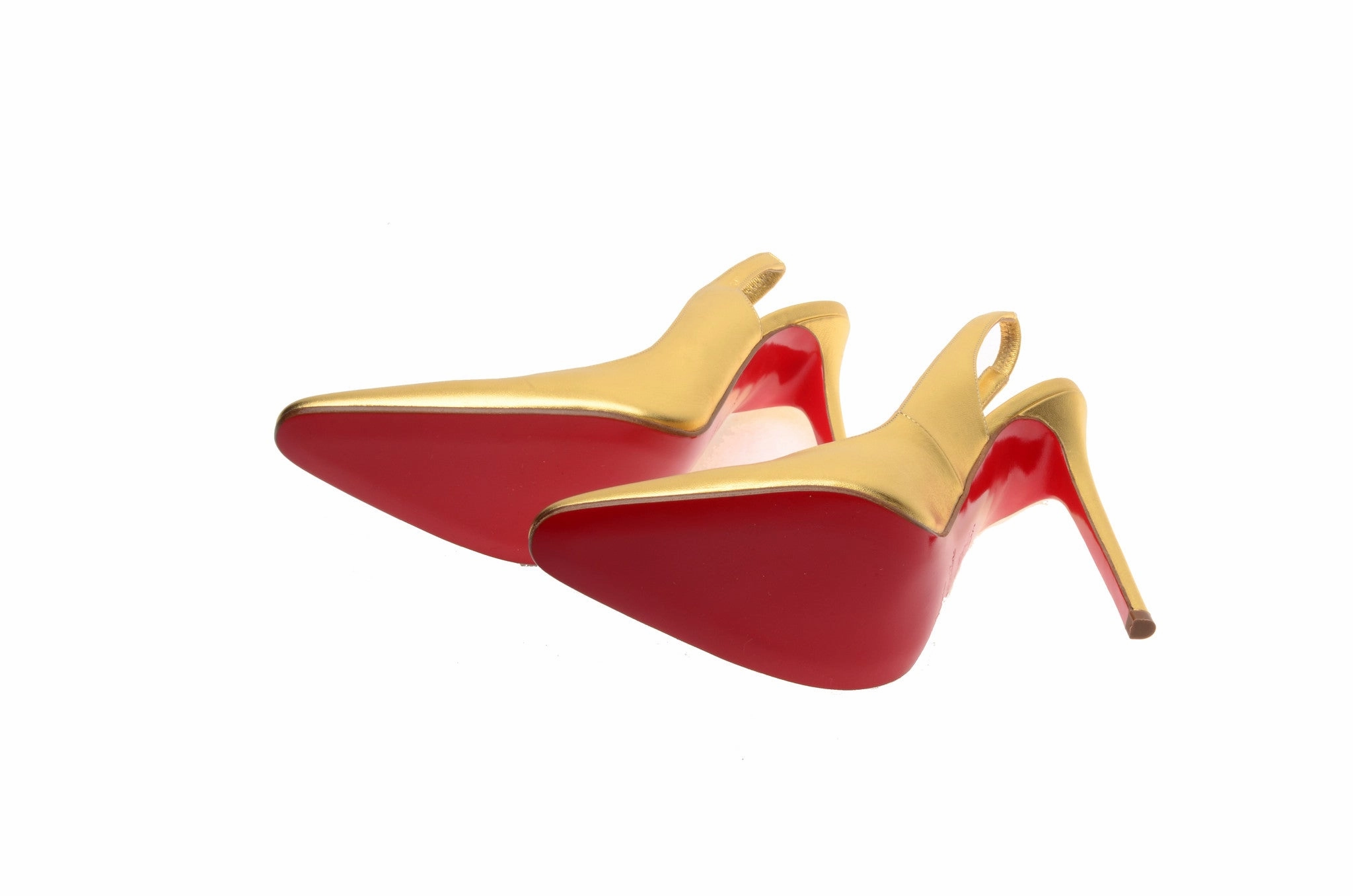 Suede Knee High Boots With Heel Christian Louboutin - Gold Sling Backs Pointed Toe - IT 38 1/2