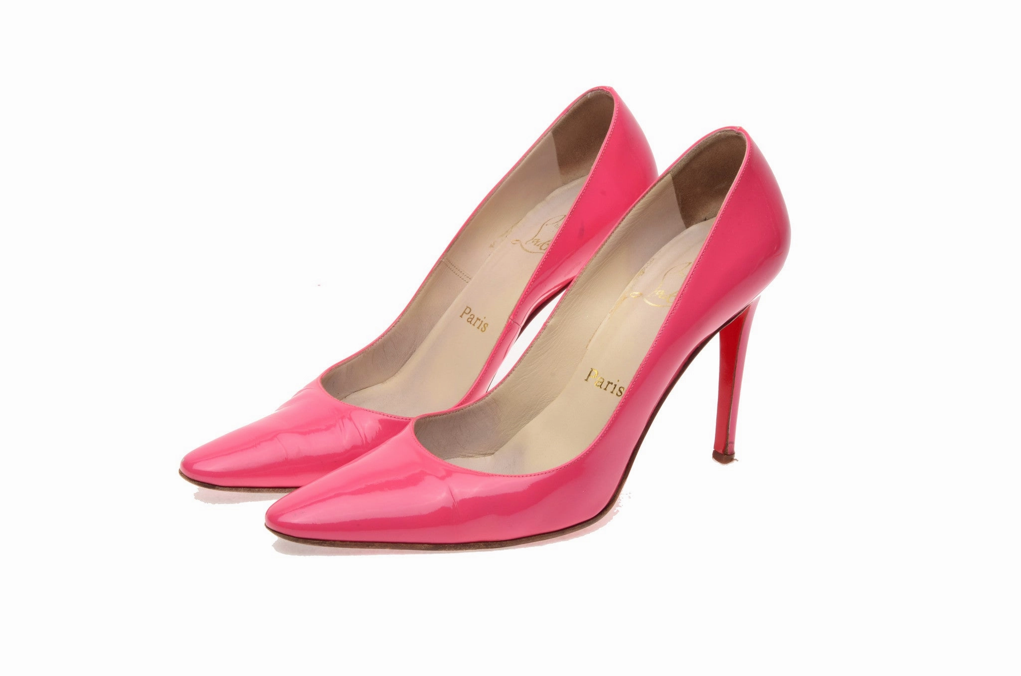 Shorts With High Heels Christian Louboutin - Pink Patent Pointed Toe Heels - IT 38 1/2