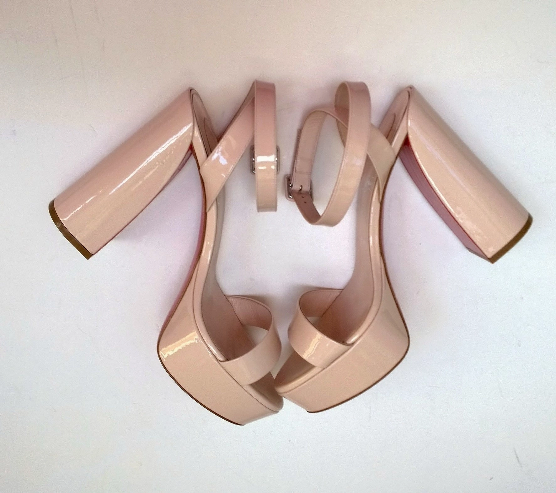 Christian Louboutin Movida Sabina 130 Leche Pale Pink Patent Platform Sandals Ankle Strap Heels New in Box High Heels Xxx