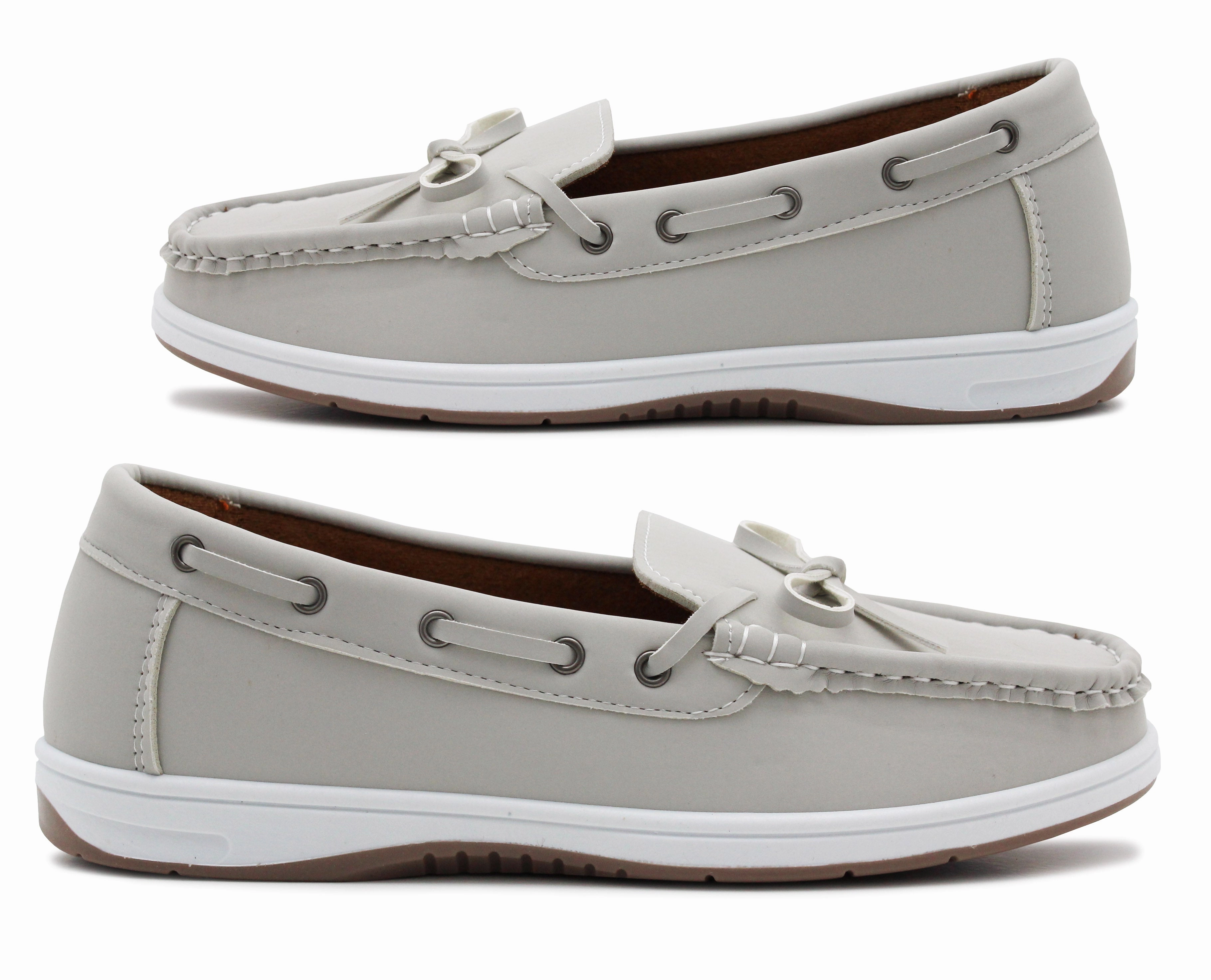 Loafers Slipping Womens Slip On Loafers Boat Shoes Flat Casual Penny Loafer Lace Ladies Moccasin Pumps Deck Shoes Grey