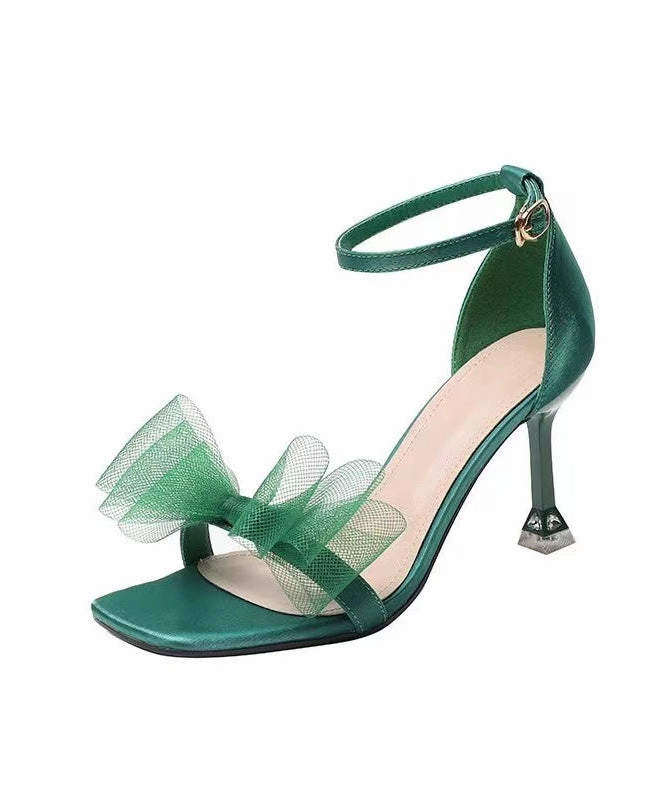 The Highest High Heels Classy Black Bow Tulle Splicing Stiletto Heels Sandals Peep Toe KJ058