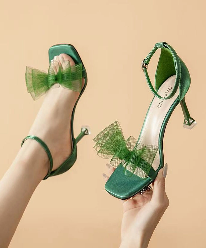 Classy Black Bow Tulle Splicing Stiletto Heels Sandals Peep Toe KJ058 High Heels Anal Porn