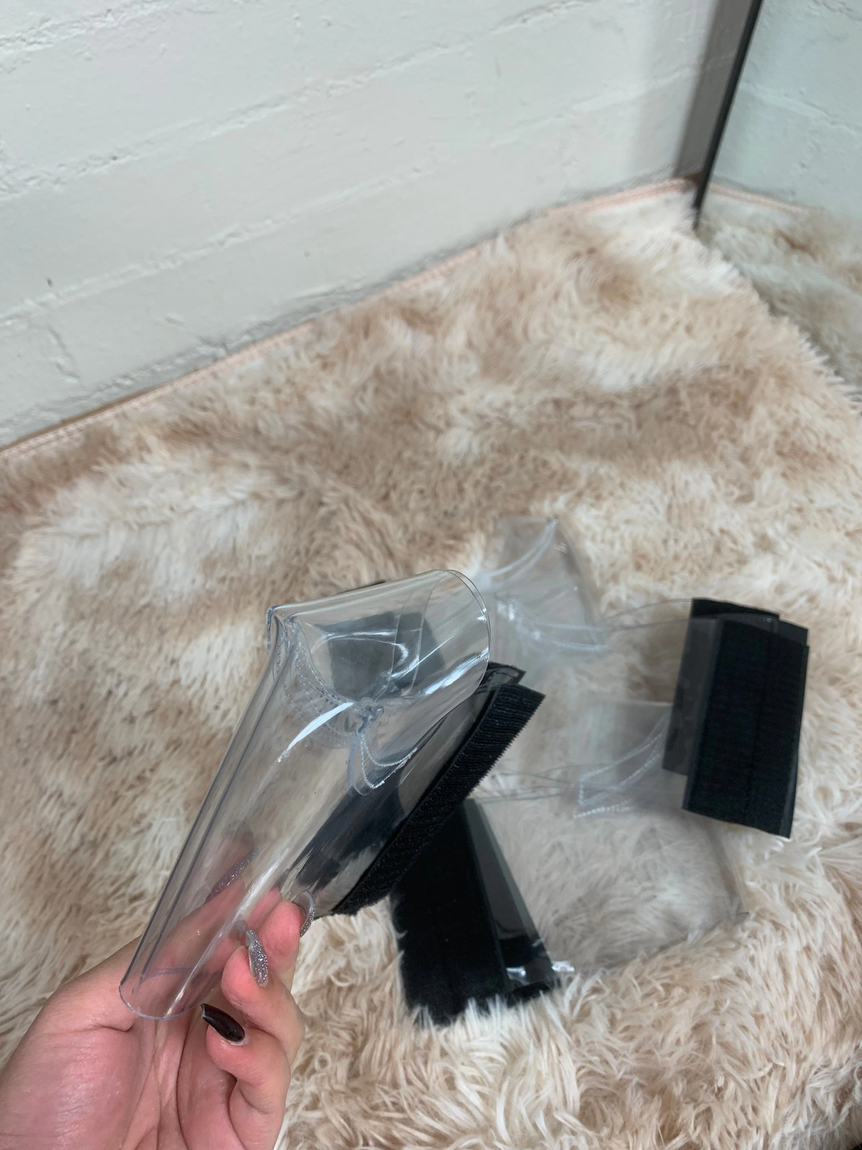 Clear boots protector black Velcro - 8 inch High Heel Mini Boots