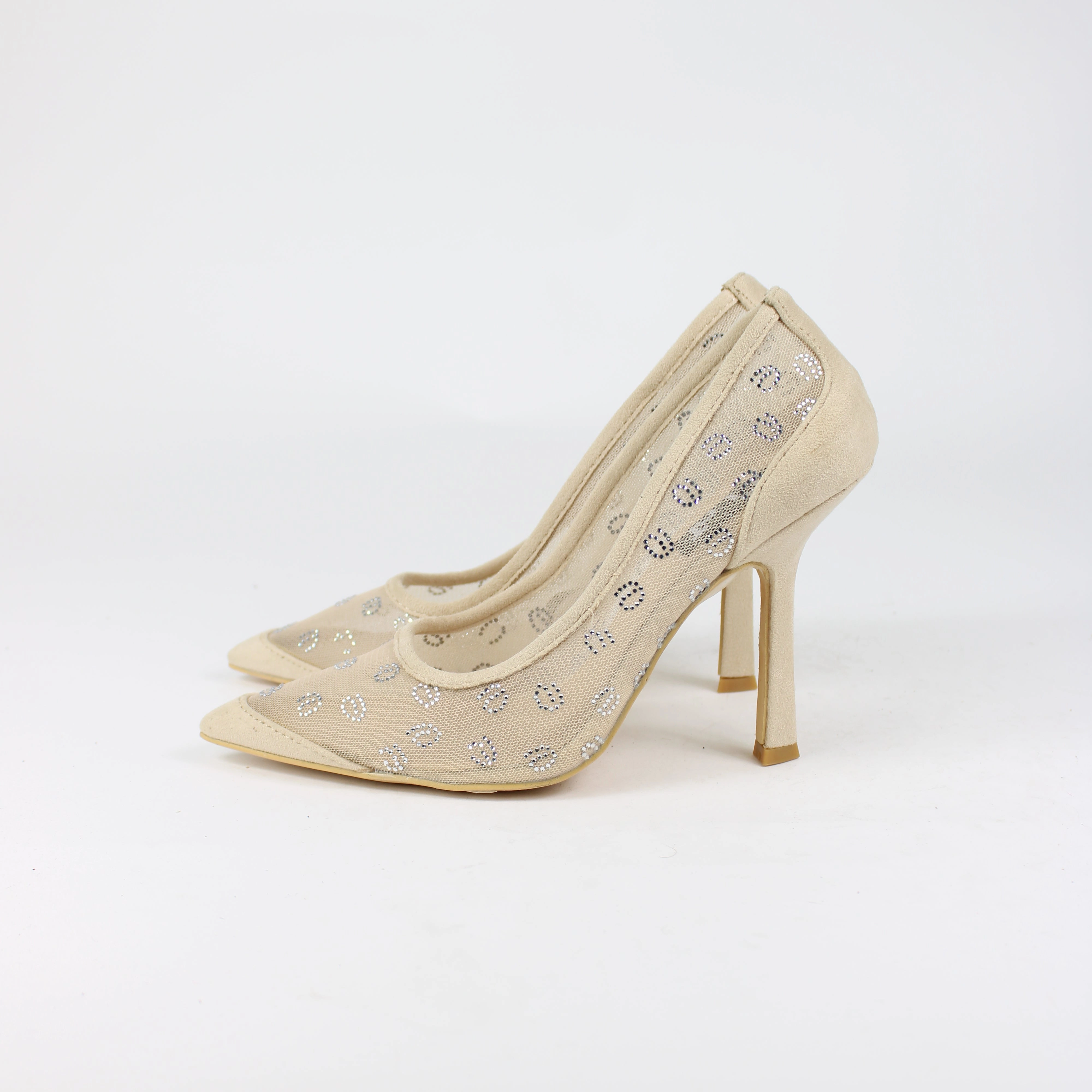 Flat Moda Light Peach Mesh Stiletto Heels Vans Heels