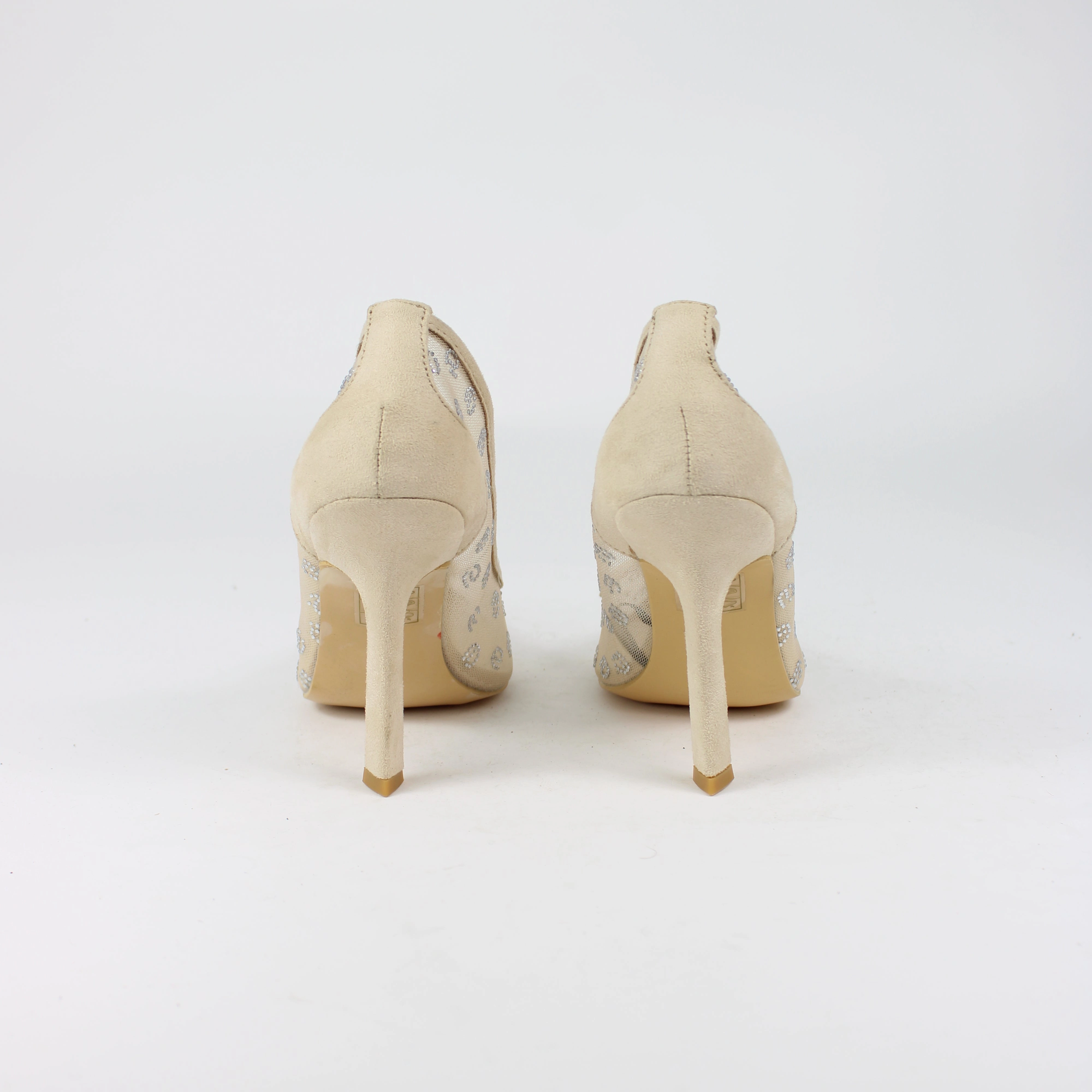 Mules High Heels Flat Moda Light Peach Mesh Stiletto Heels