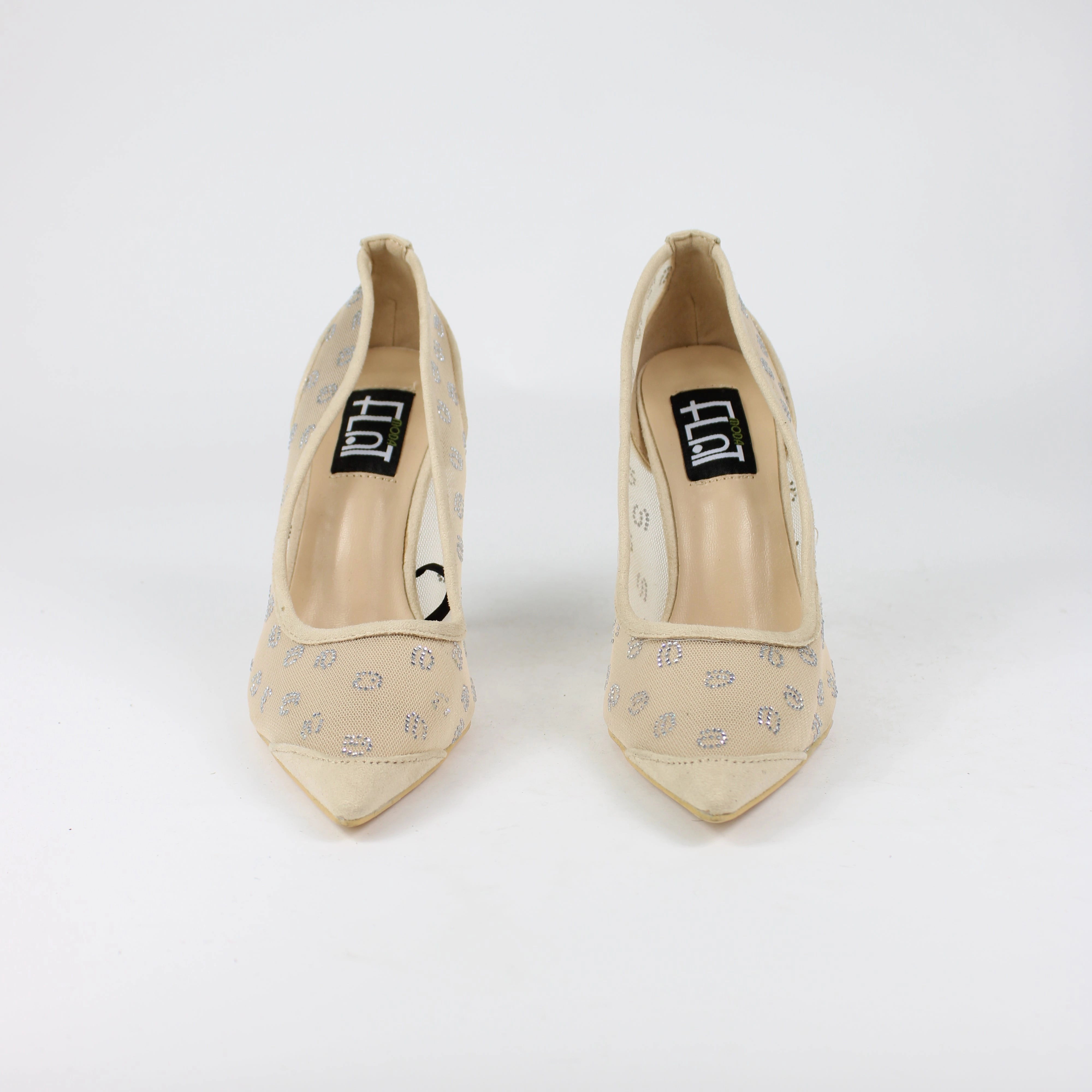 Flat Moda Light Peach Mesh Stiletto Heels High Heel Pad