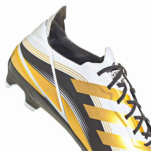 Soccer Cleat Pattern adidas Gamemode Firm Ground Soccer Cleats (Cloud White/Gold Metallic)