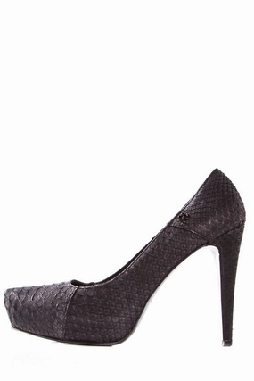 Closed Toe Heels Roberto Botticelli Black Matte Python Skin Heels SZ 39 Sale