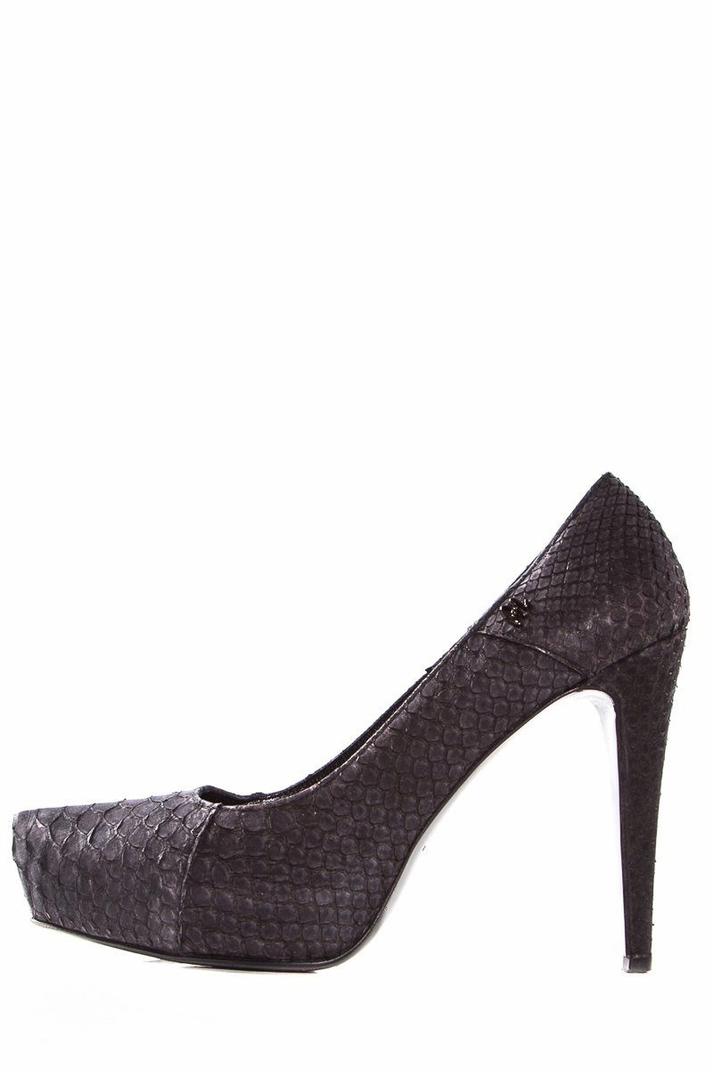 Roberto Botticelli Black Matte Python Skin Heels SZ 39 Sale Knee High Boot Heel