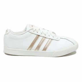 Snoop Dogg Adidas Shoes ADIDAS VL Court 2.0 Womens Leather Low Top Trainers White & Rose Gold UK 4.5