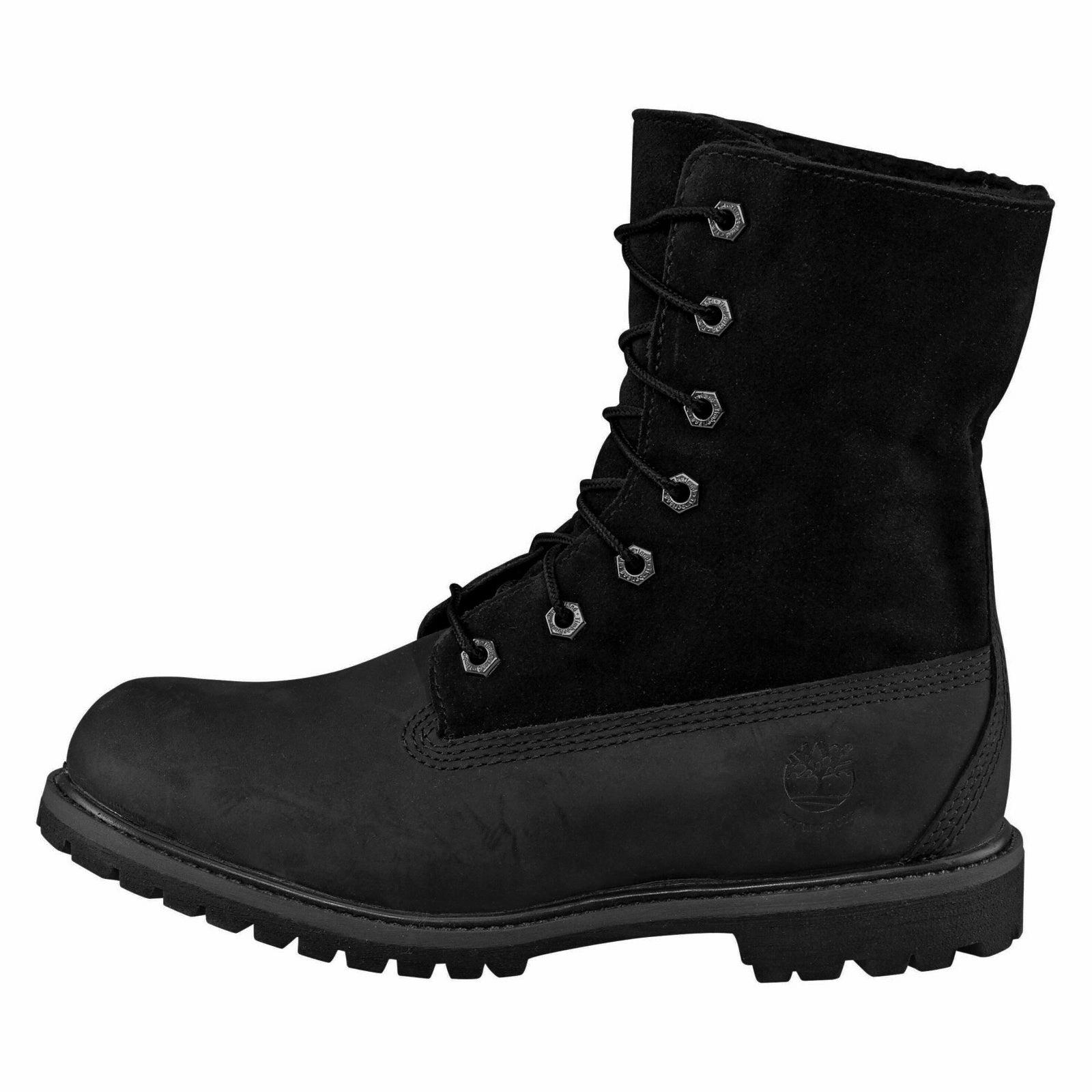 Ankle Boots Buckle Timberland Authentics 6 Inch Teddy Fleece Leather Suede Women's Black Ankle Boots
