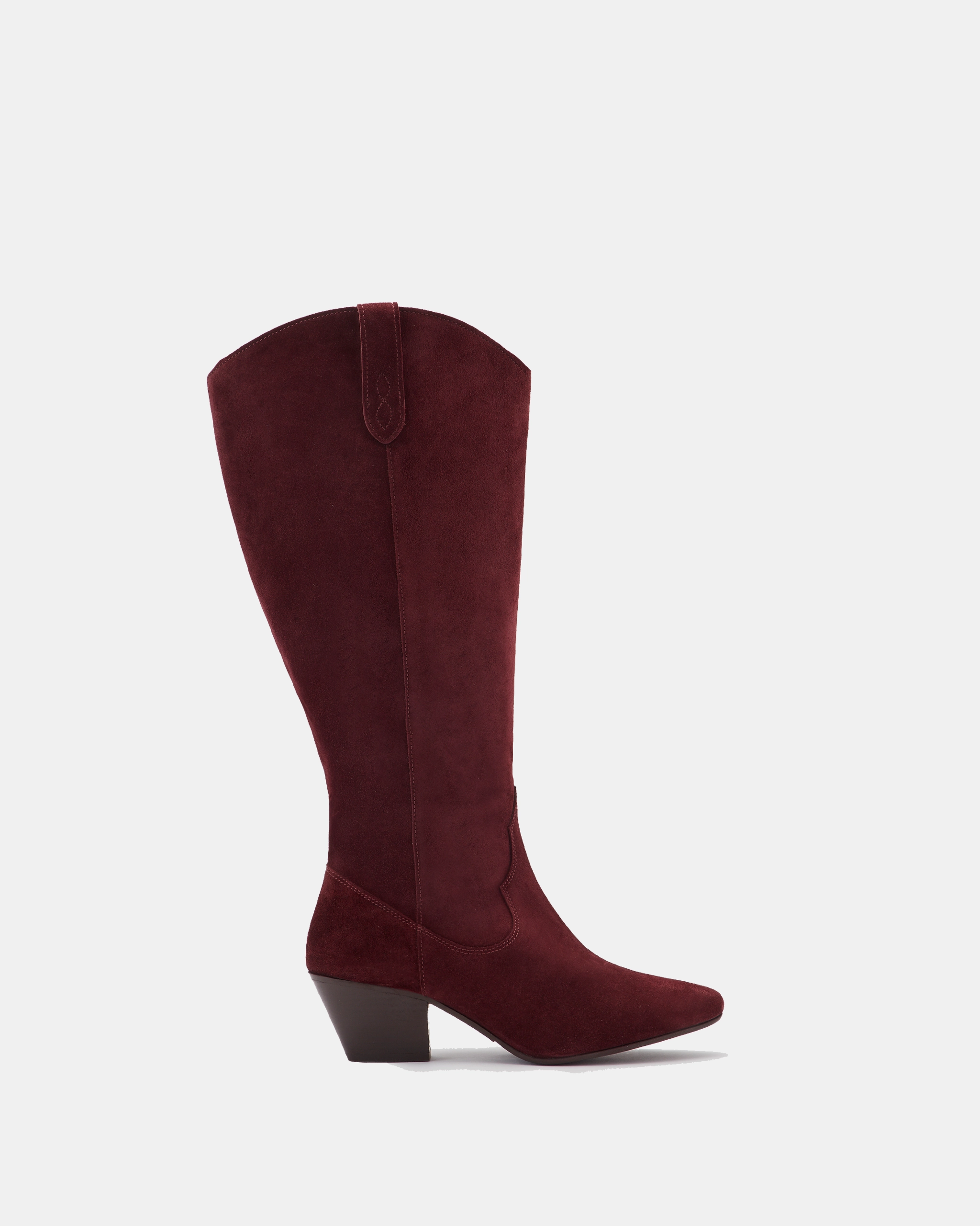 Saffron Knee High Boots in Burgundy Suede Knee High Leather Combat Boots