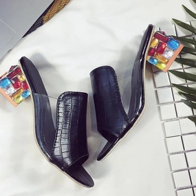 Colorful Rhinestone Crystals Heels Peep Toe Summer Sandals Scorpion High Heels