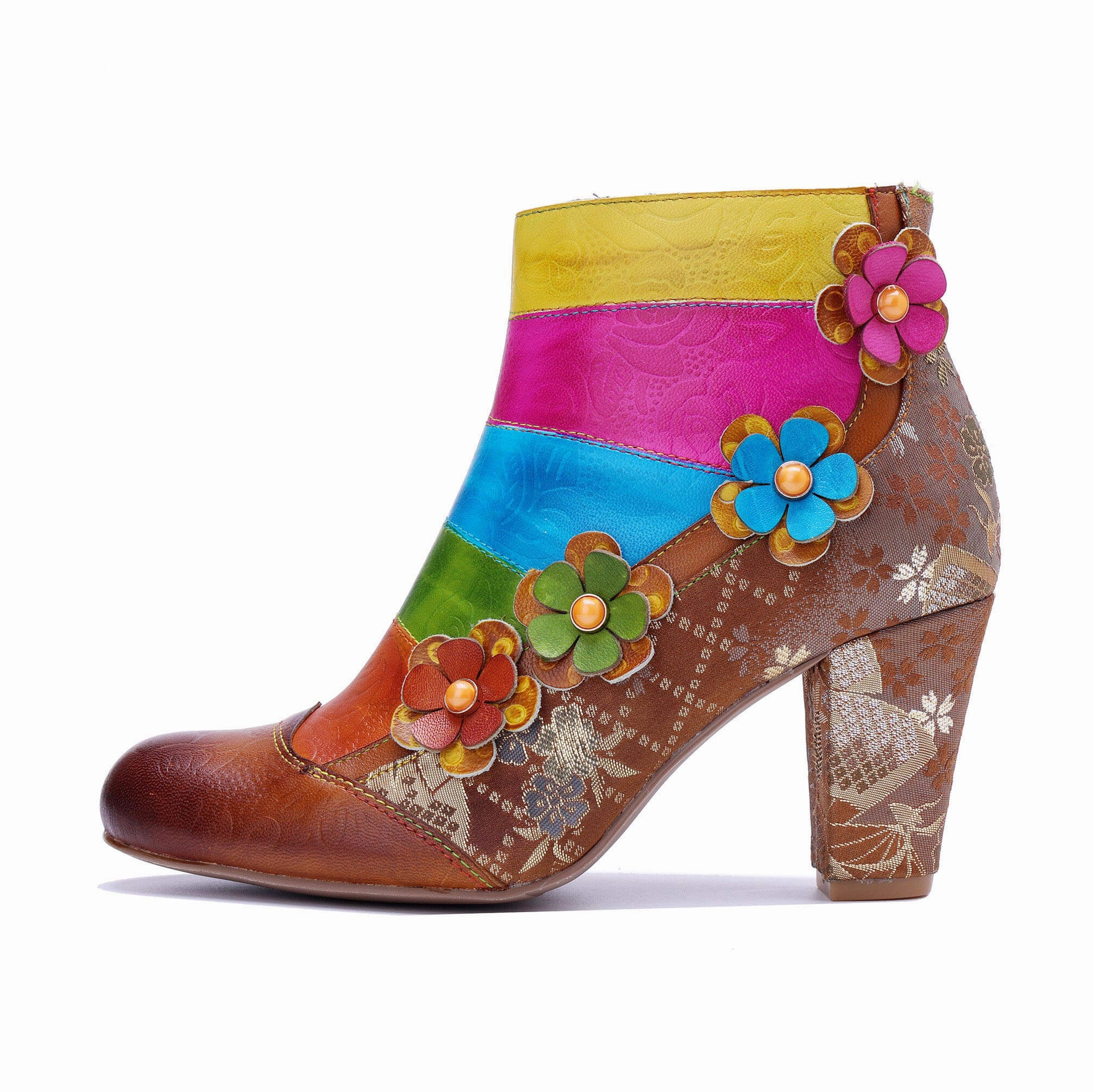 Colorstepshoes Rainbow Bloom Womens Leather Ankle Boots Hsn Ankle Boots