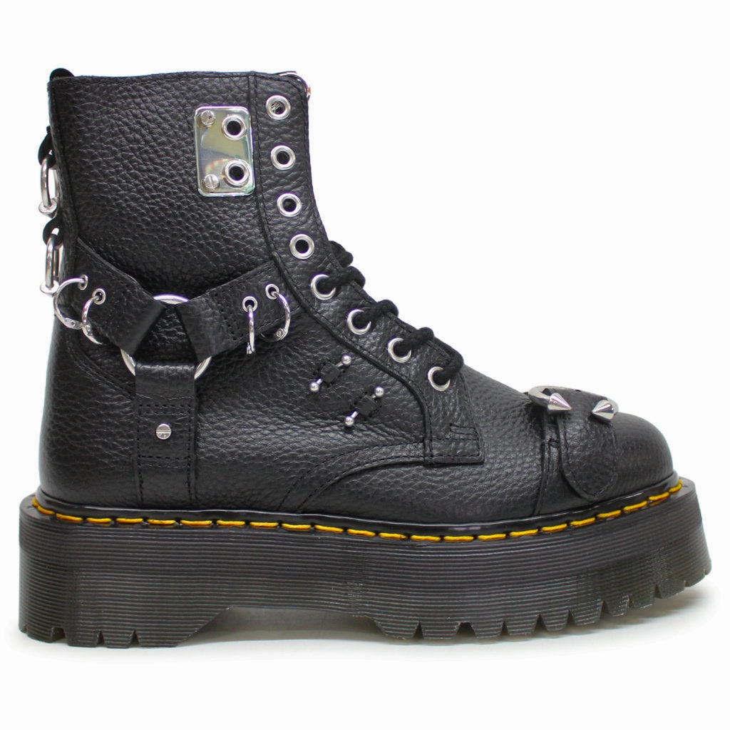 Dr. Martens Jadon HDW Milled Nappa Leather Unisex Ankle Boots Square Toe Lace Up Ankle Boots