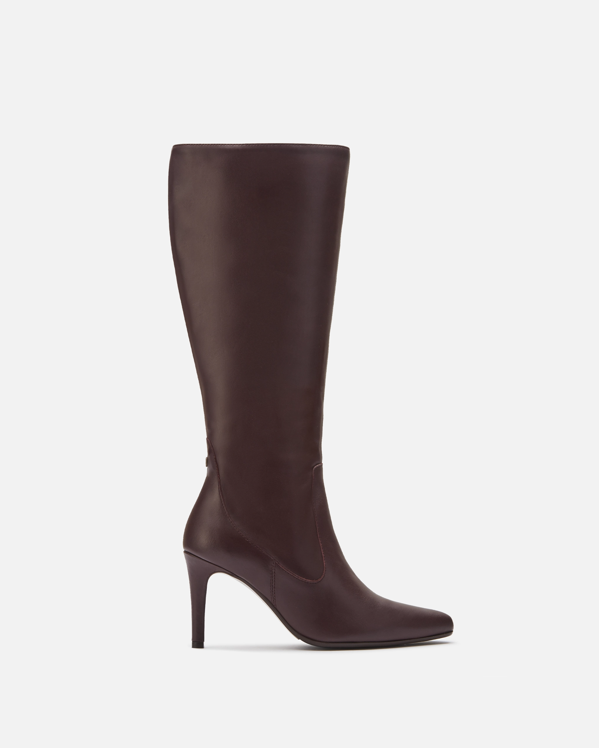 Freya Knee High Boots in Burgundy Leather Fashionable Knee High Boots