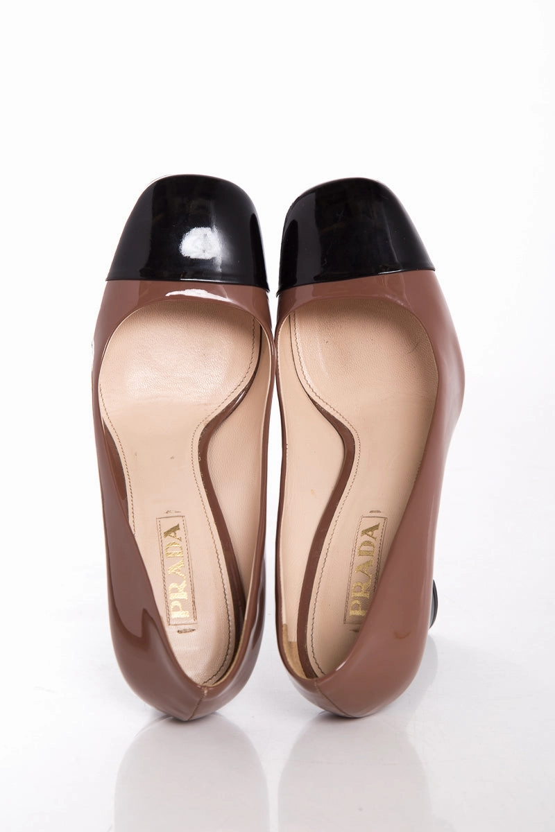 Prada Brown & Black Patent Heels SZ 40 High Heel Near Me