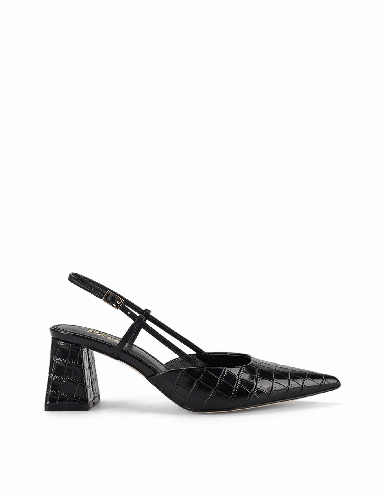 Yasmine Slingback Heels - Black Croc Leather Pencil Skirt And High Heels