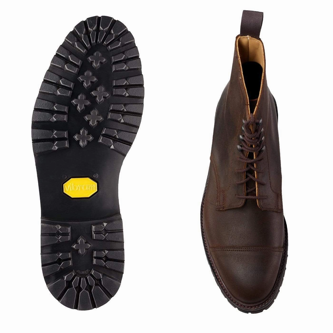 Coniston Dark Brown Rough-Out Suede (Cleated Sole) U Tip Derby Shoes