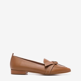 Ally Leather Cognac Buckle Loafers