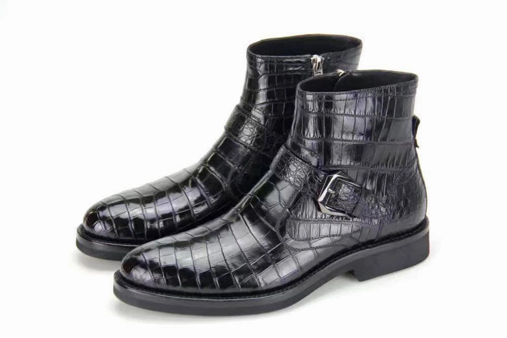 Crocodile Shoes Mens Crocodile Leather Cropped Lace Up Derby Toe Cap Boots Knee High Tennis Shoes