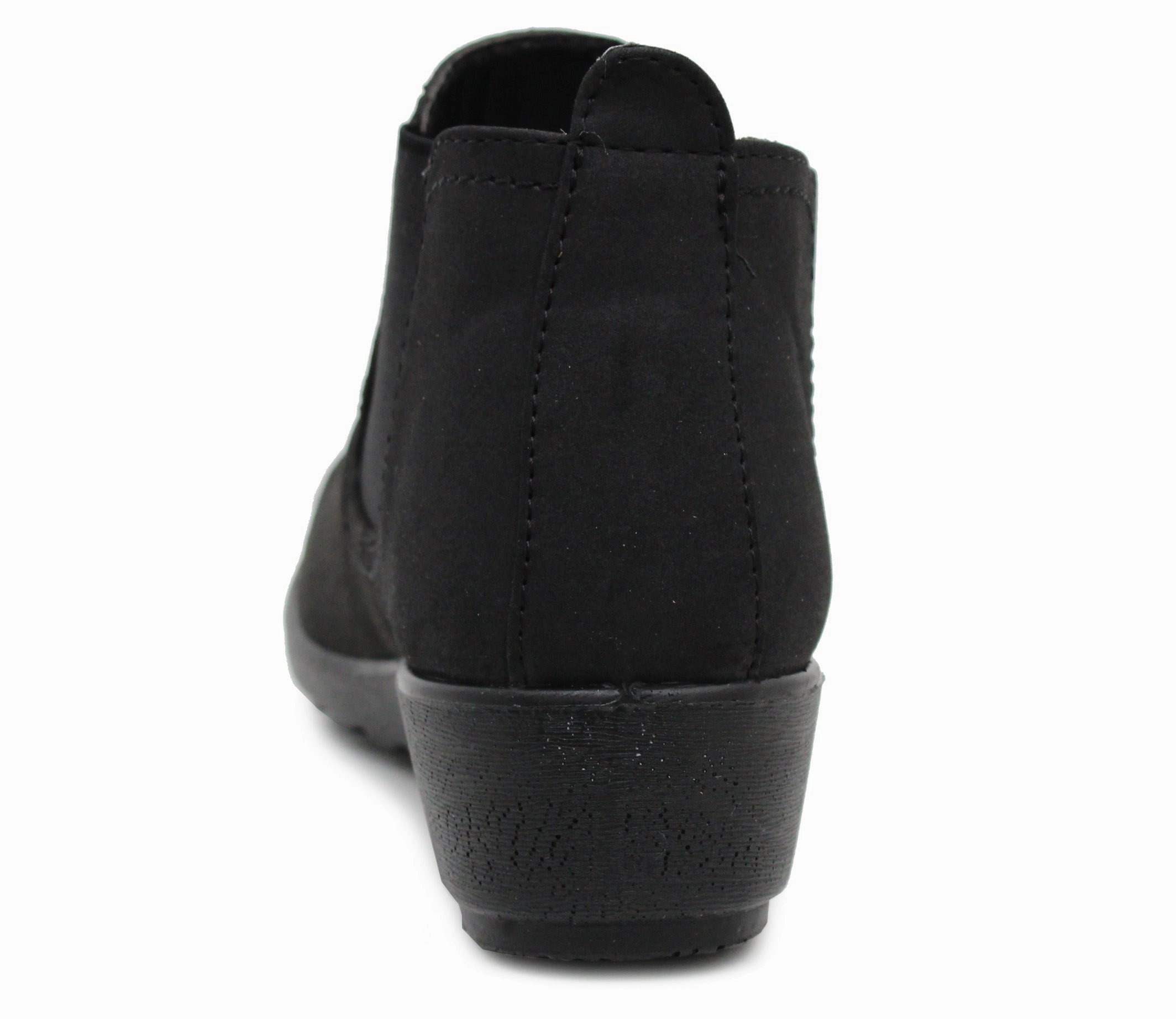 Cushion Walk Womens Slip On Low Ankle Boots Ladies Casual Smart Office Low Wedge Boots Low Block Ankle Boots