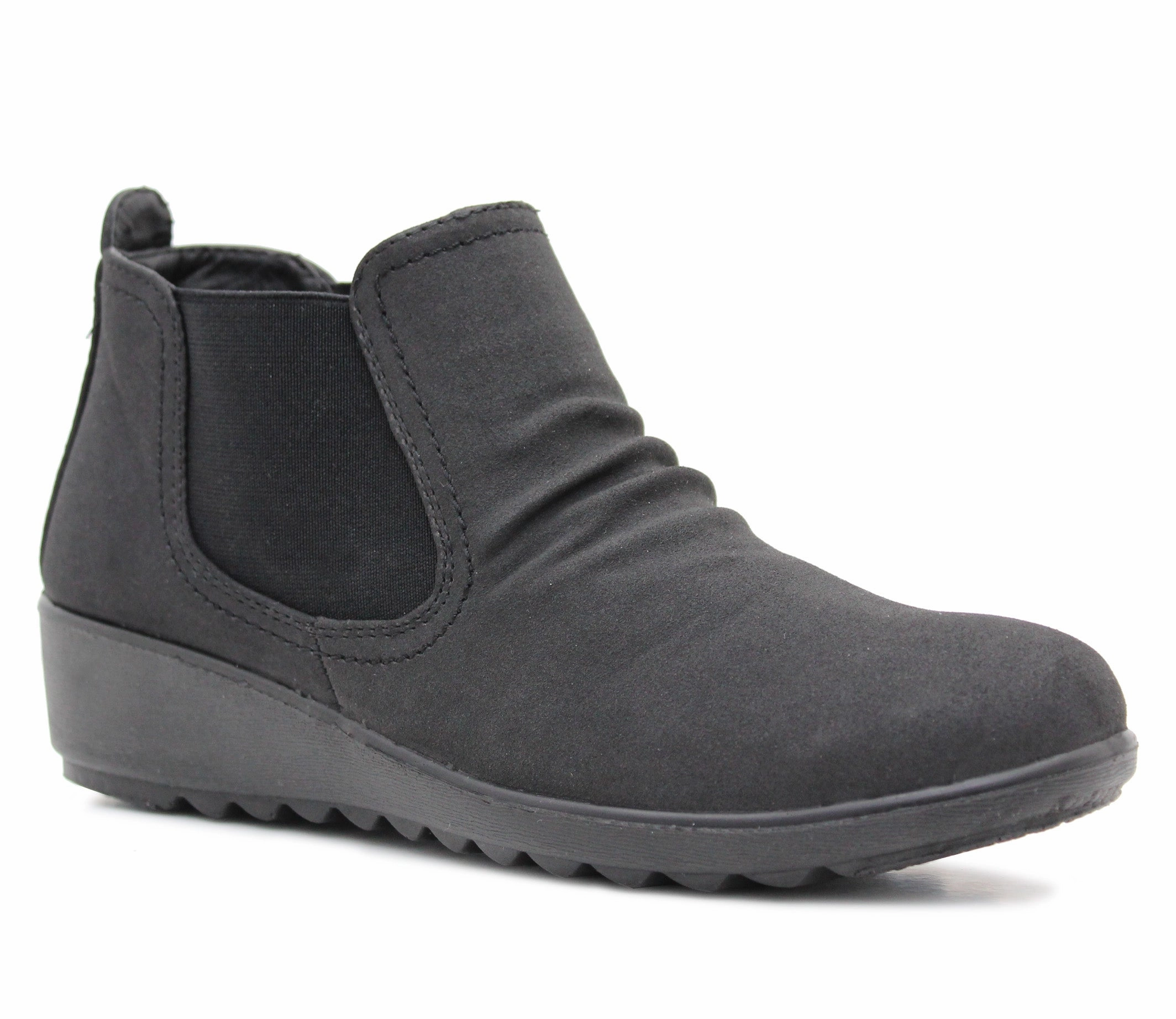 Ladies Leather Tan Ankle Boots Cushion Walk Womens Slip On Low Ankle Boots Ladies Casual Smart Office Low Wedge Boots