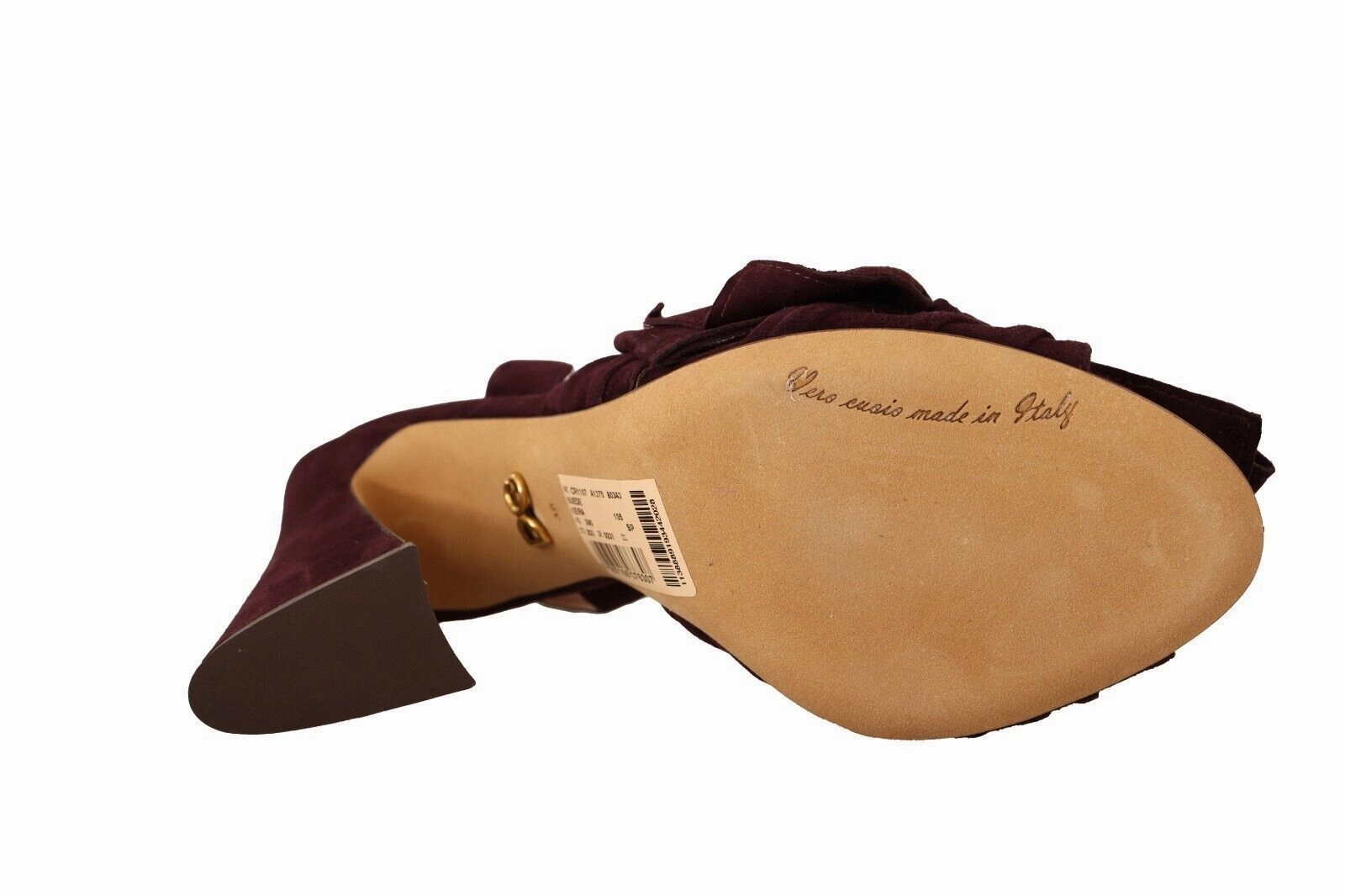 Dark Purple Suede Ankle Strap Sandals Shoes Thigh High Boots