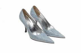 In High Heels Photos Dolce & Gabbana - Light Blue Crocodile Pointed Toe Heels - IT 39
