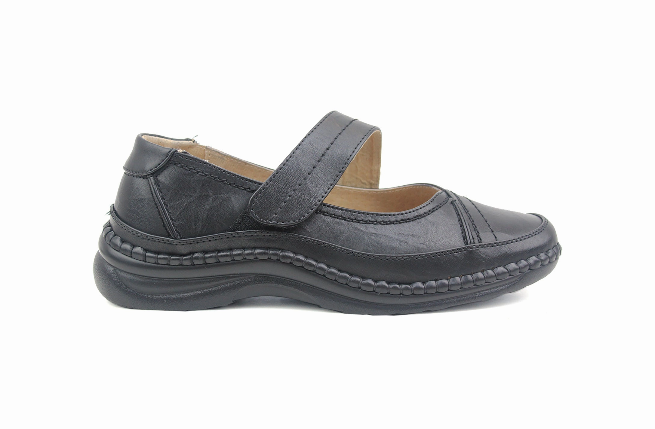 And White Penny Loafers Ladies Nurse Office work UK Wide EEE Fit Touch Fasten Womens Casual Loafers Shoe