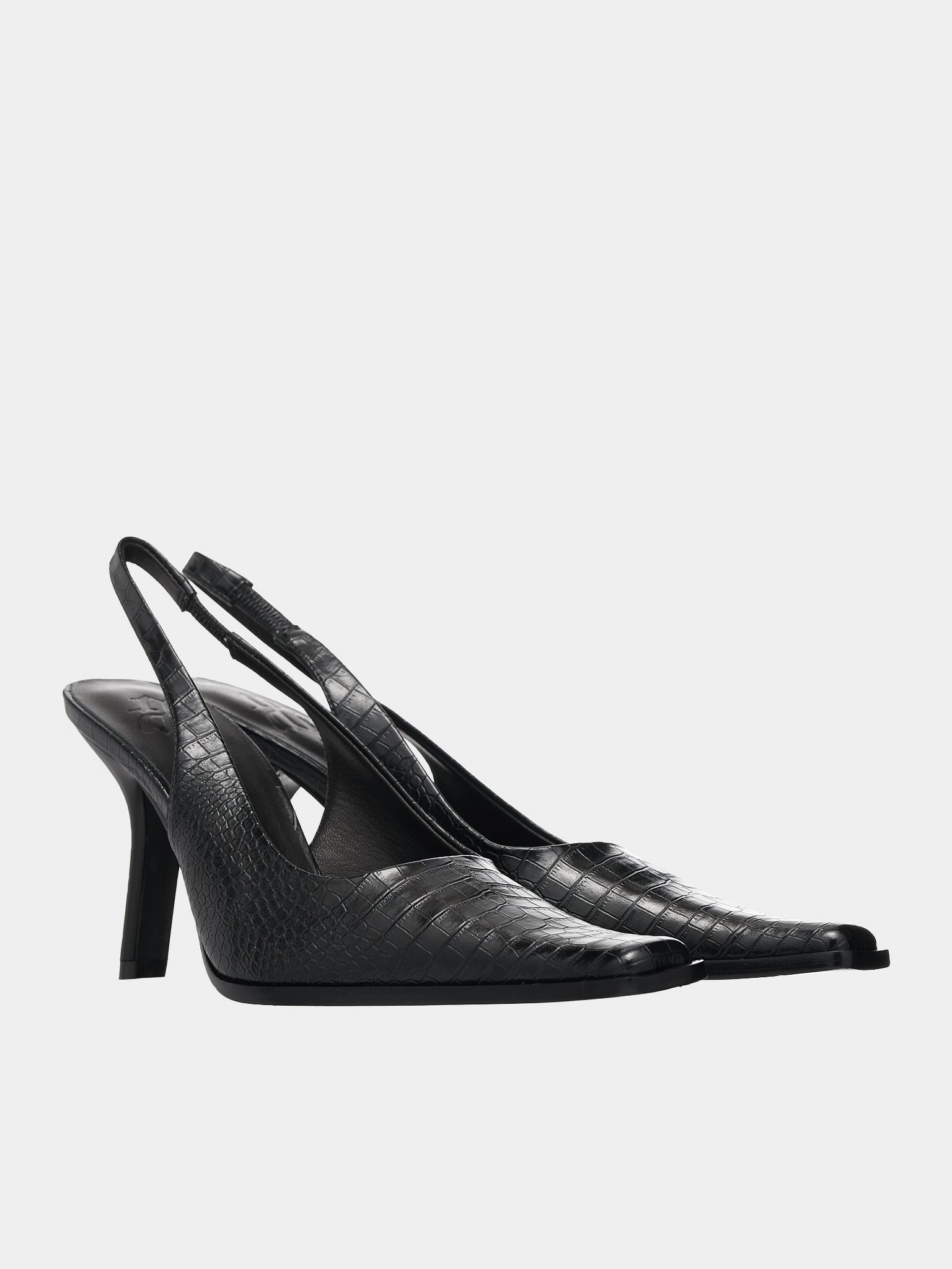 Croc Slingback Heels (HEEL-01-BLACK) Flat T Bar Shoes