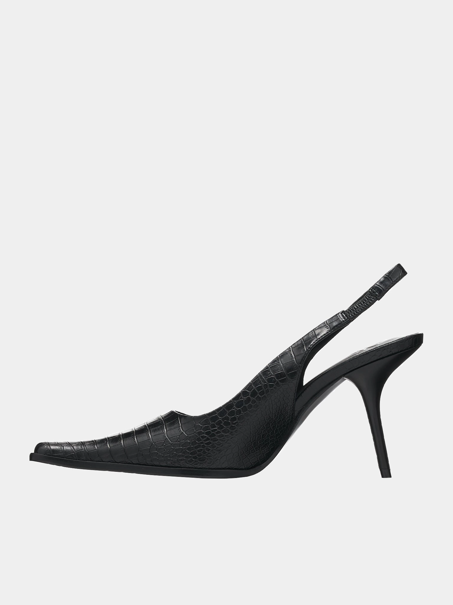 Flat Shoes 2024 Trend Croc Slingback Heels (HEEL-01-BLACK)