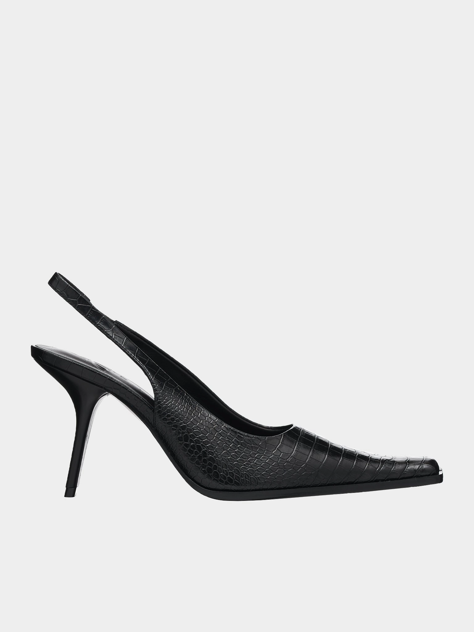 Flat Shoes With Buckle Croc Slingback Heels (HEEL-01-BLACK)