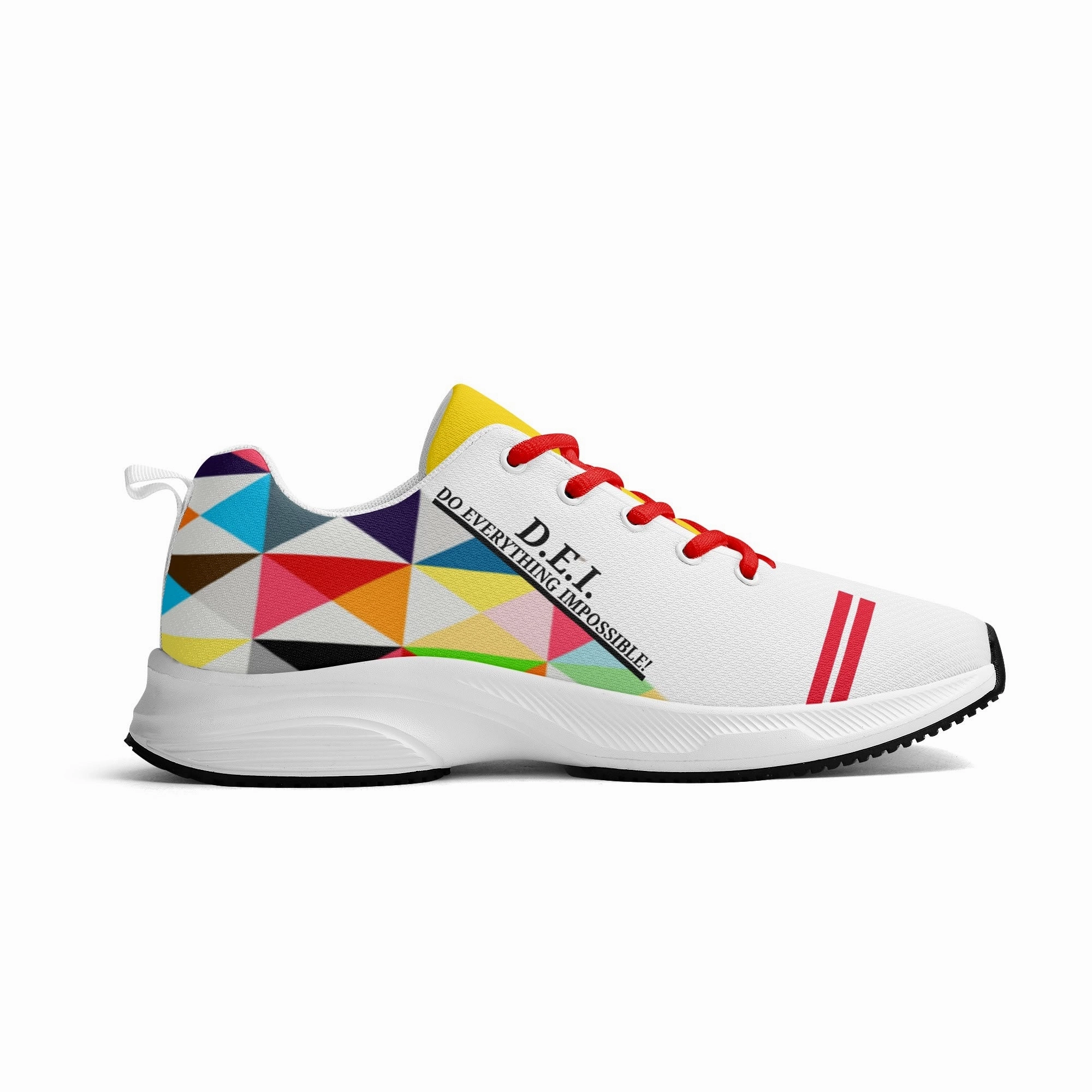 DEI SL25 Black Logo, Red Stripes & Multi Color Design Adult EVA Mesh Walking Running Shoes Best Beach Running Shoes