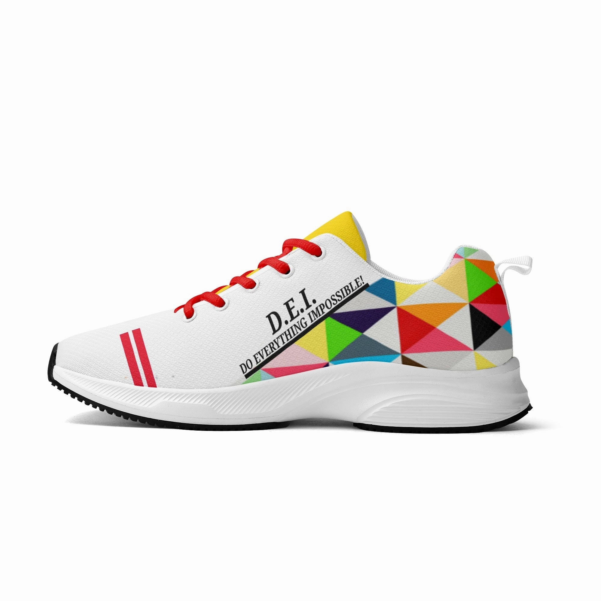 Running Shoes Nearby DEI SL25 Black Logo, Red Stripes & Multi Color Design Adult EVA Mesh Walking Running Shoes