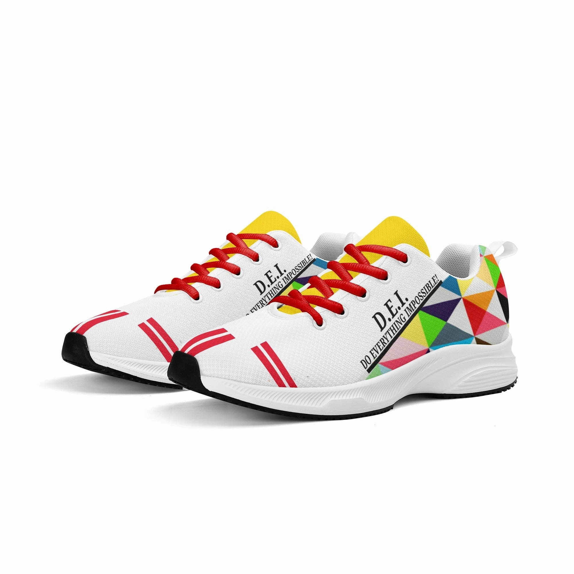 Good Shoes For Running DEI SL25 Black Logo, Red Stripes & Multi Color Design Adult EVA Mesh Walking Running Shoes