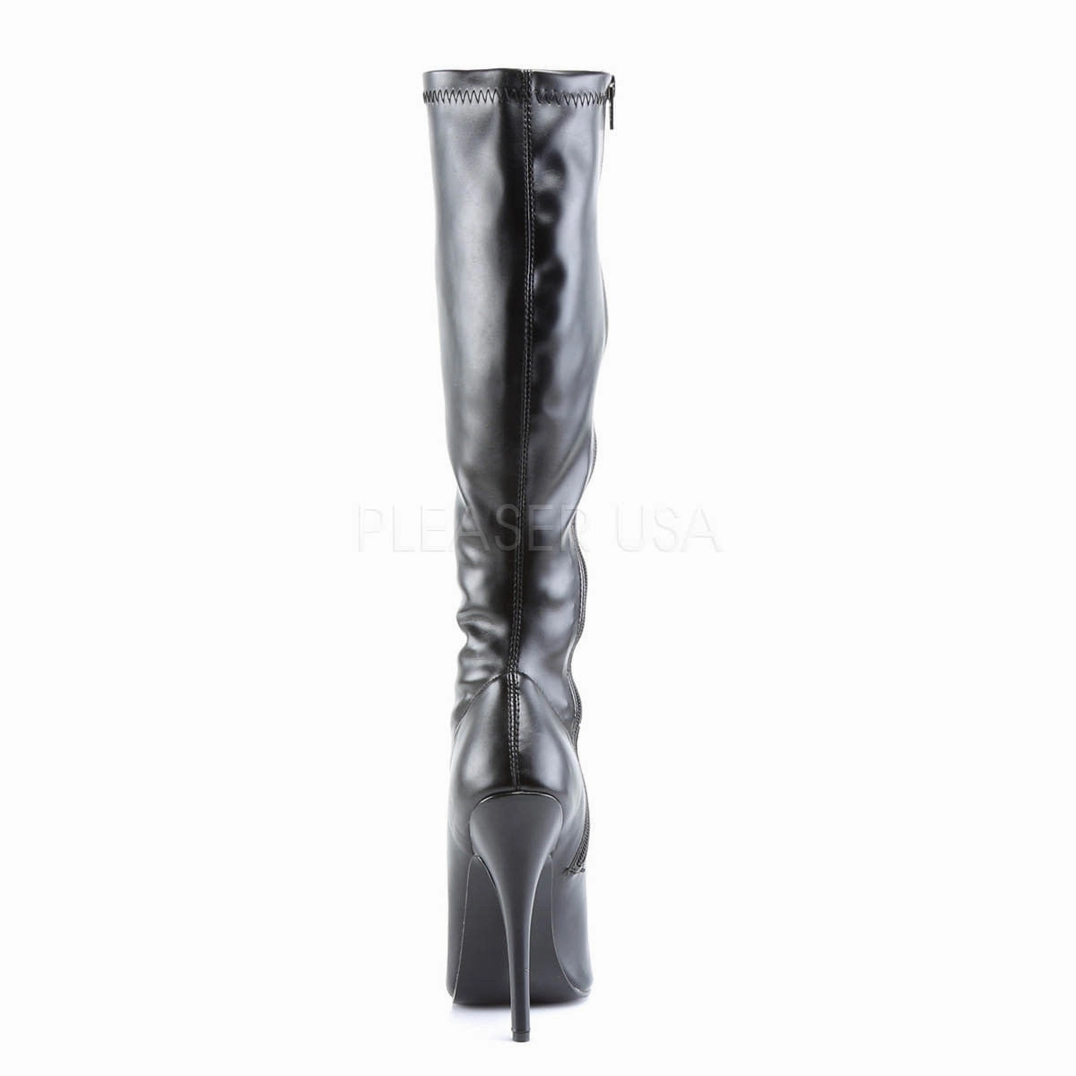 DEVIOUS DOMINA-2000 Black Stretch Pu Fetish Knee High Boots Support Knee High Boots