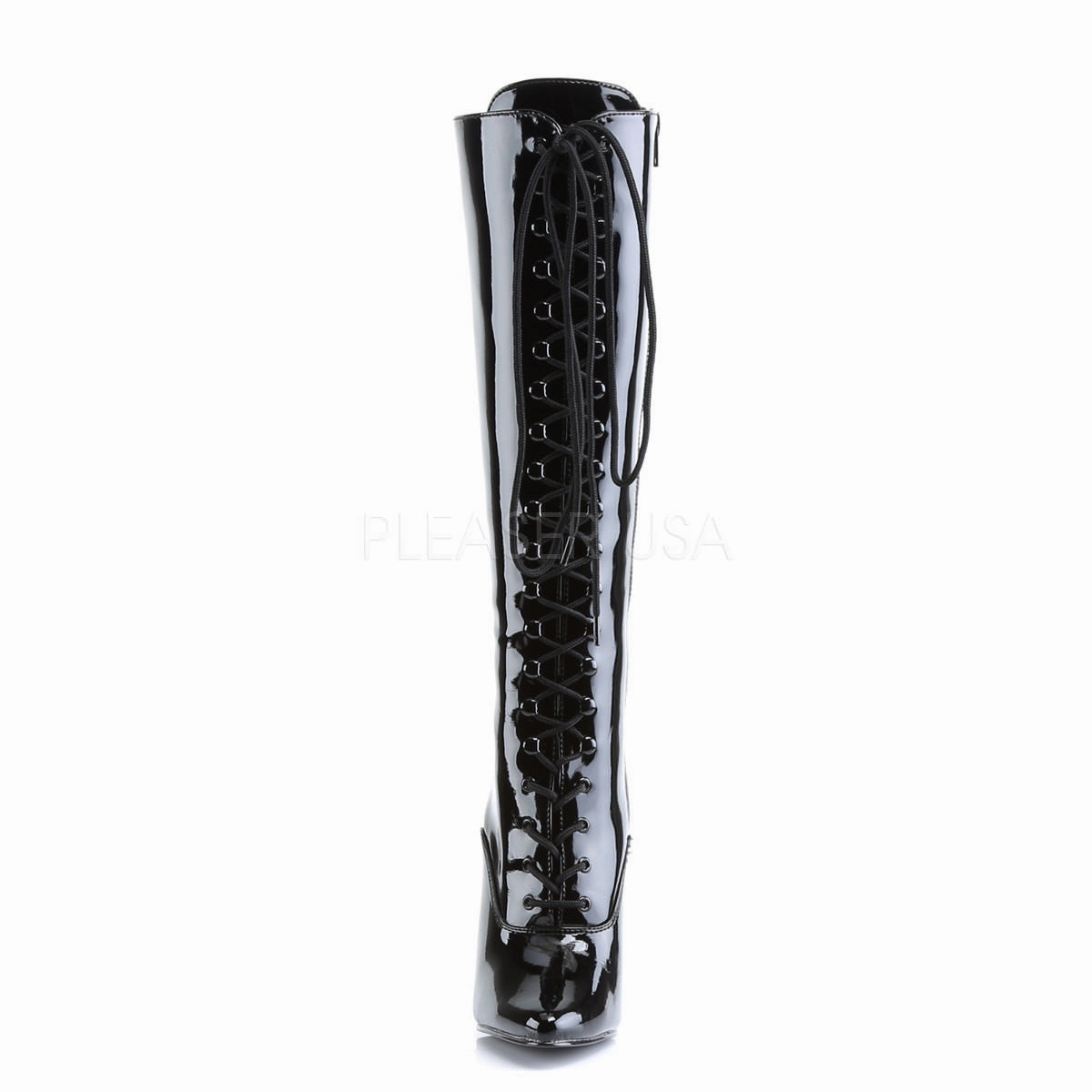 DEVIOUS DOMINA-2020 Black Pat Fetish Knee High Boots Stiletto High Knee Boots