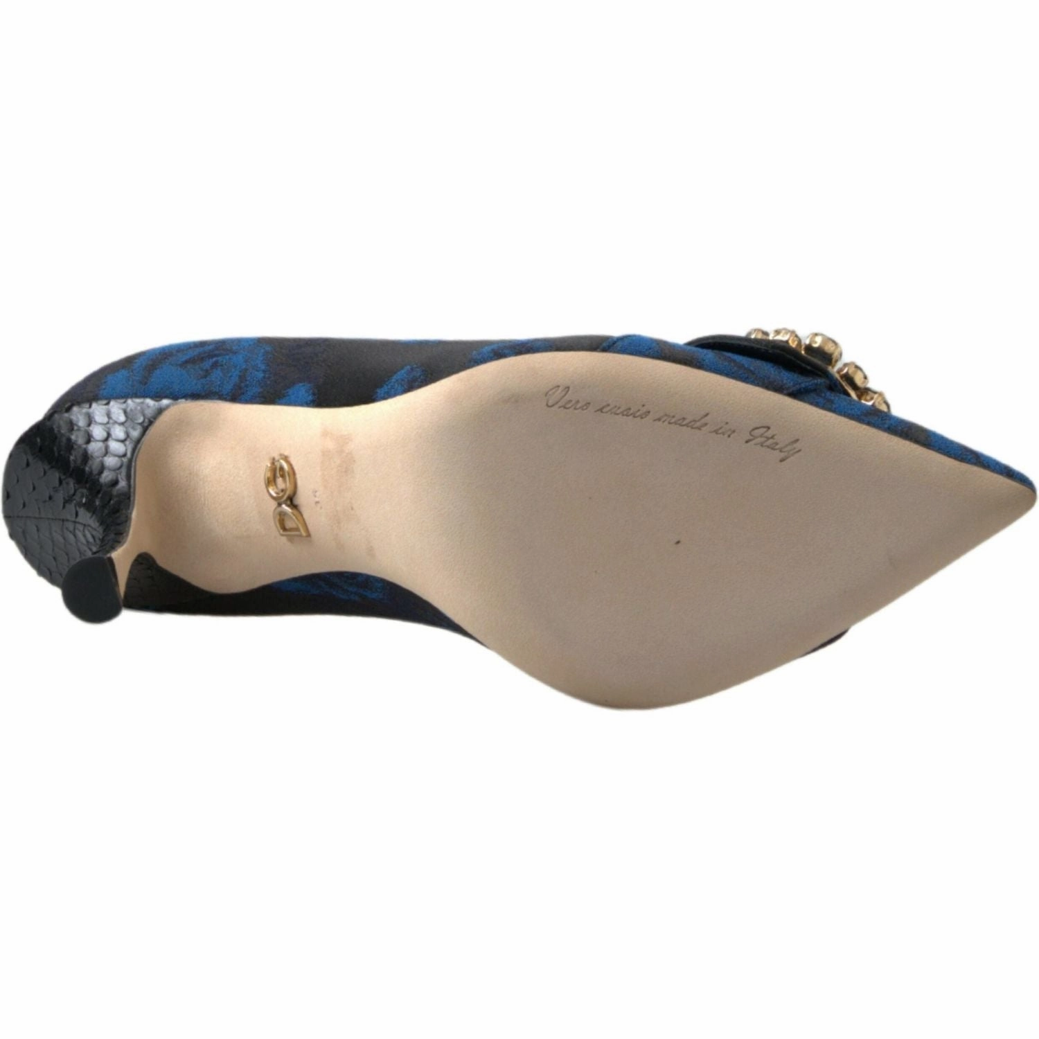 Dolce & Gabbana Blue Floral Ayers Crystal Pumps Shoes Thigh High Stockings And High Heels